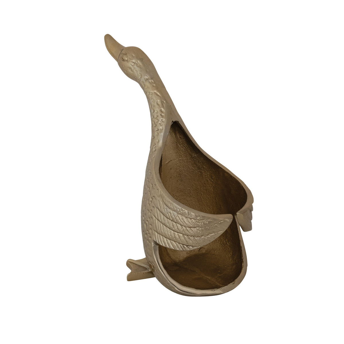 Cast Aluminum Duck Shaped Bottle Holder, Gold Finish