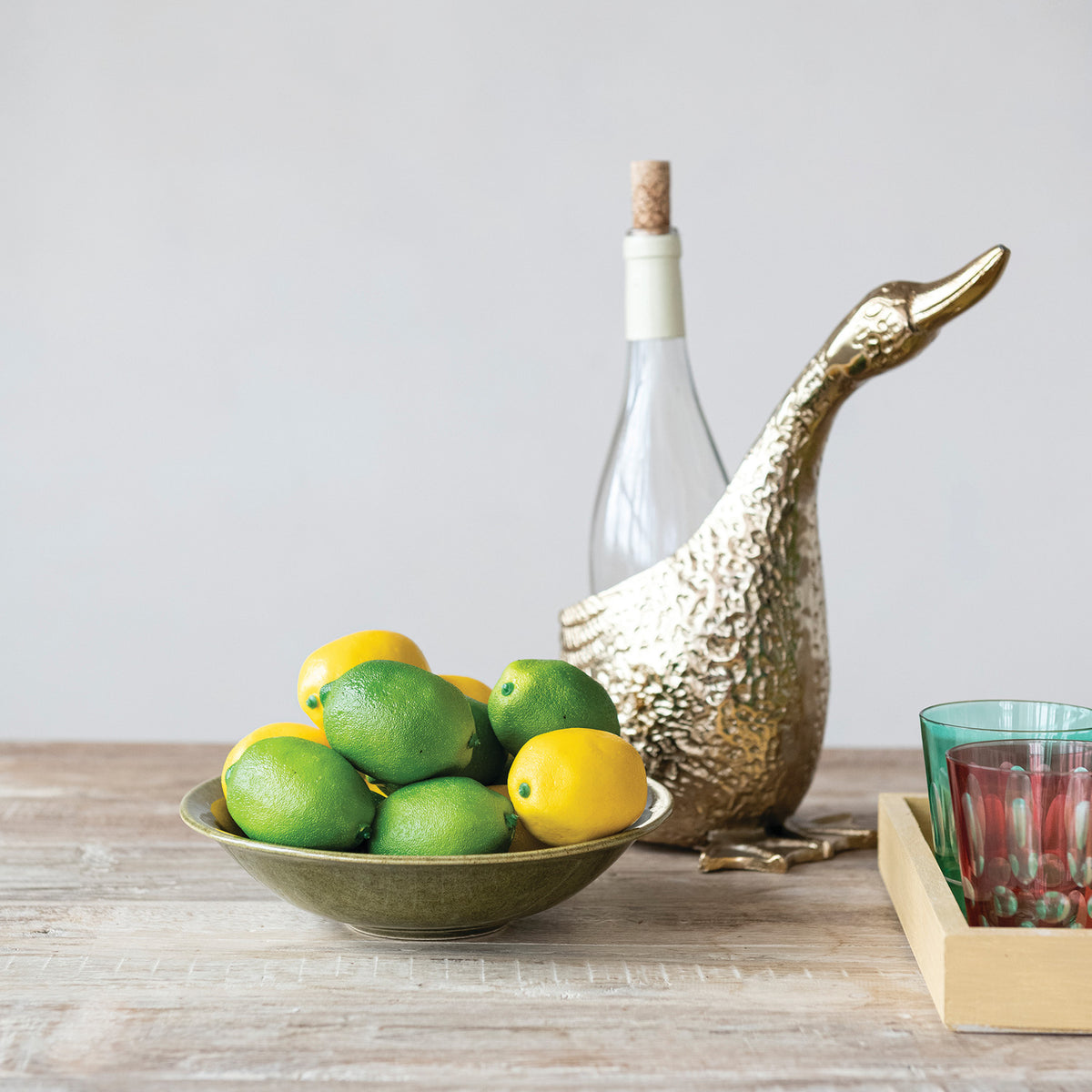 Cast Aluminum Duck Shaped Bottle Holder, Gold Finish