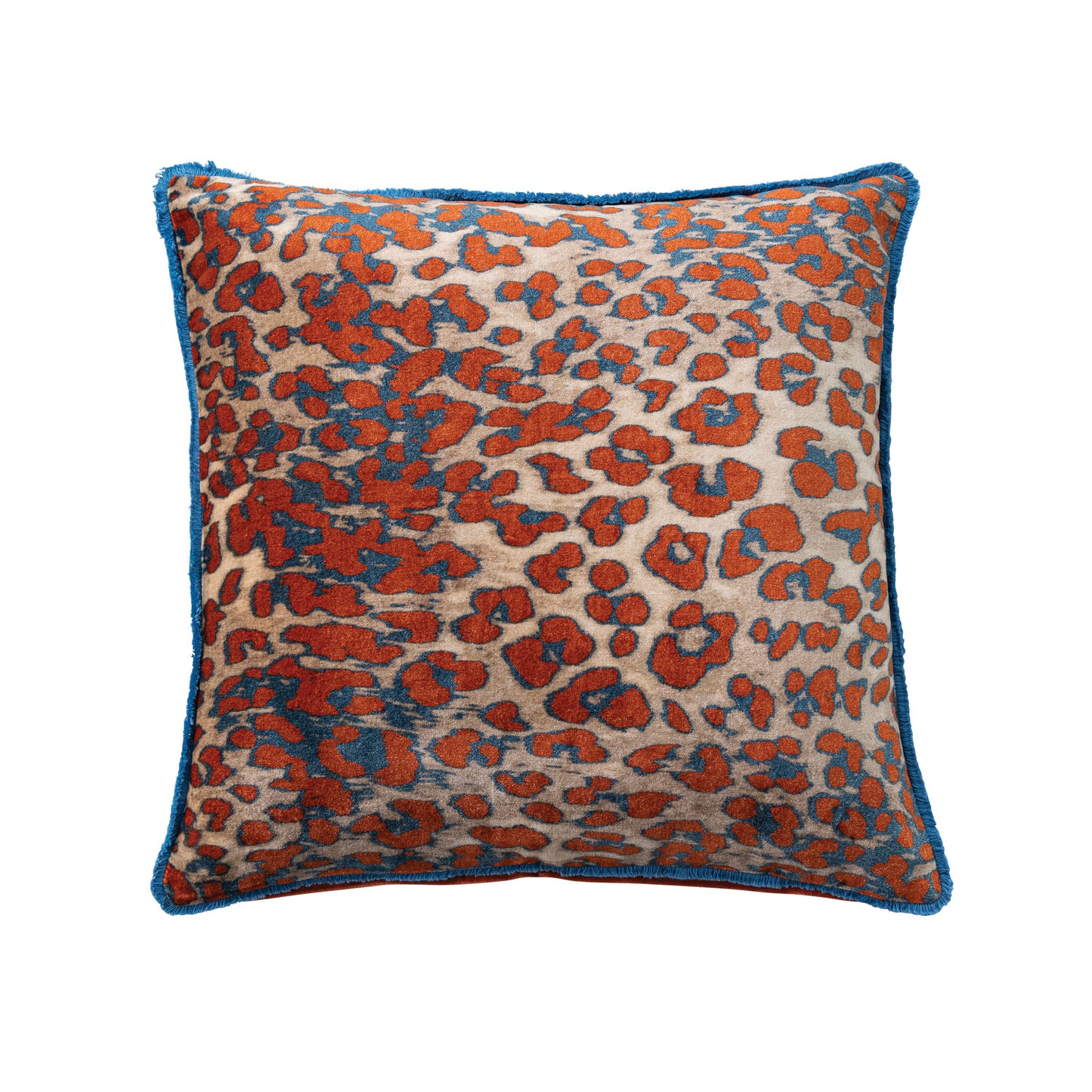20" Square Cotton Velvet Pillow with Leopard Print Pattern & Tufted