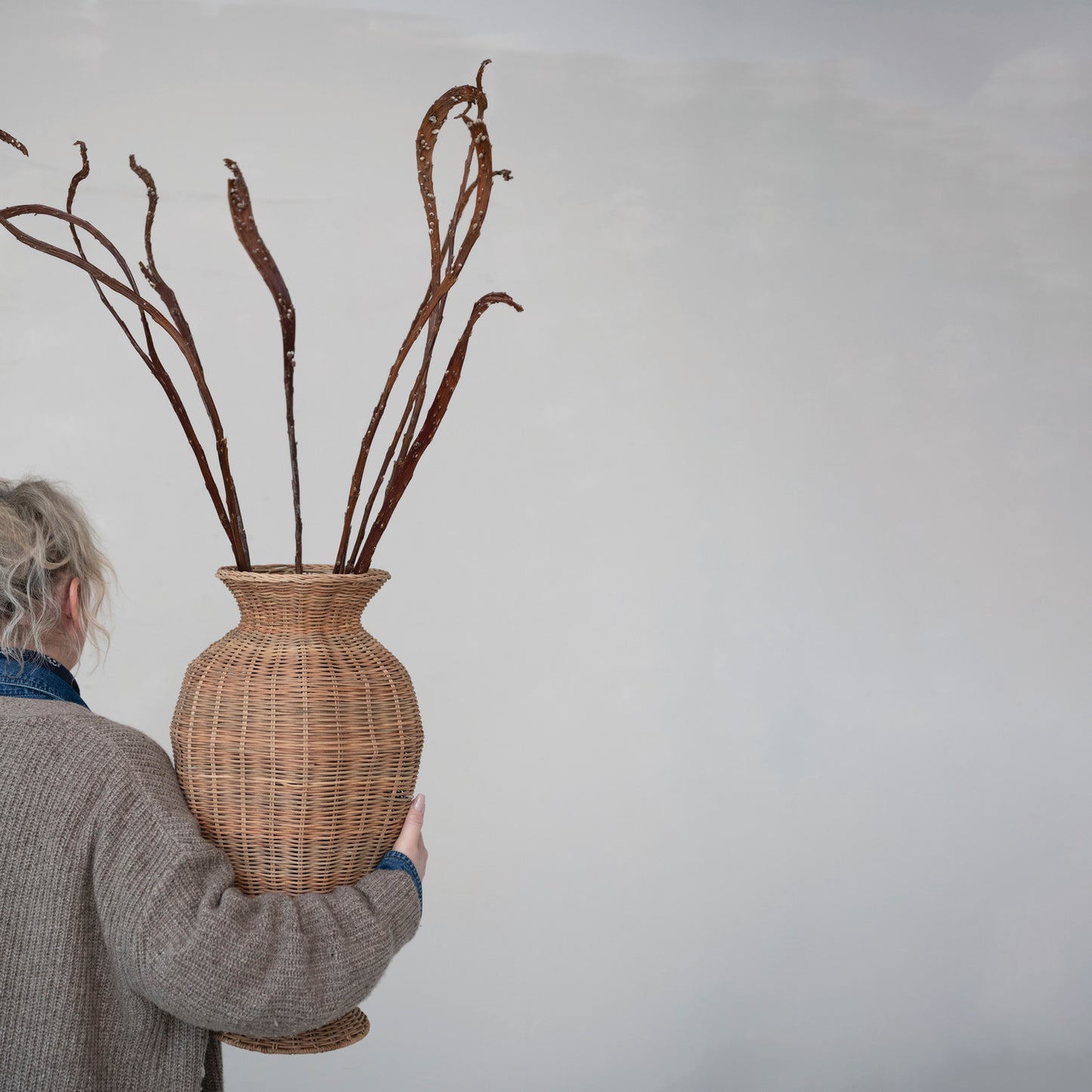 Decorative Hand-Woven Rattan Vase