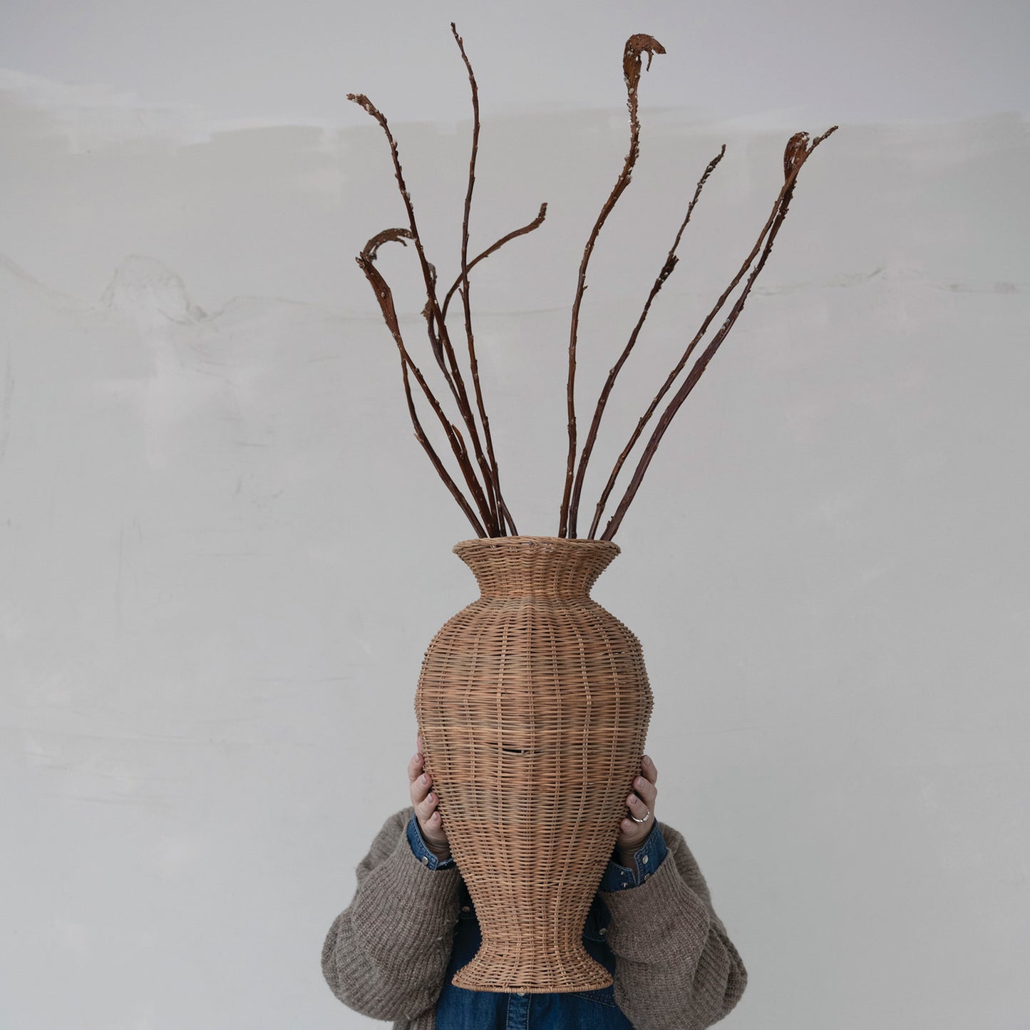 Decorative Hand-Woven Rattan Vase