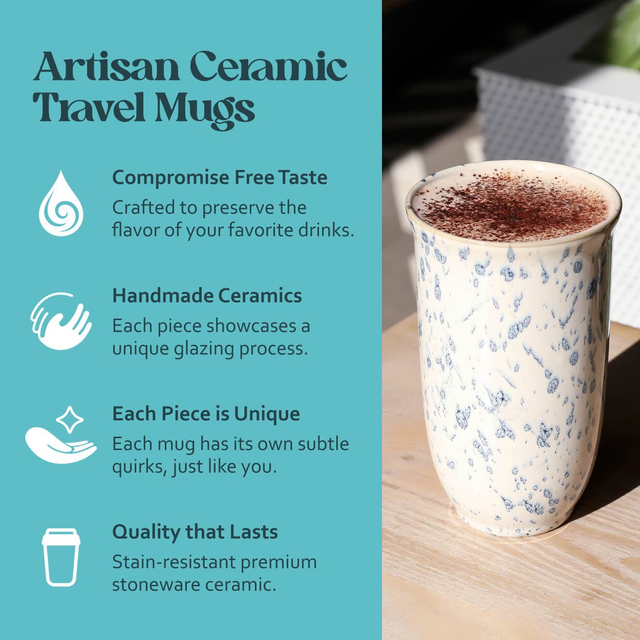 Orchid Ceramic Travel Mug – 16oz with Lid & Sleeve