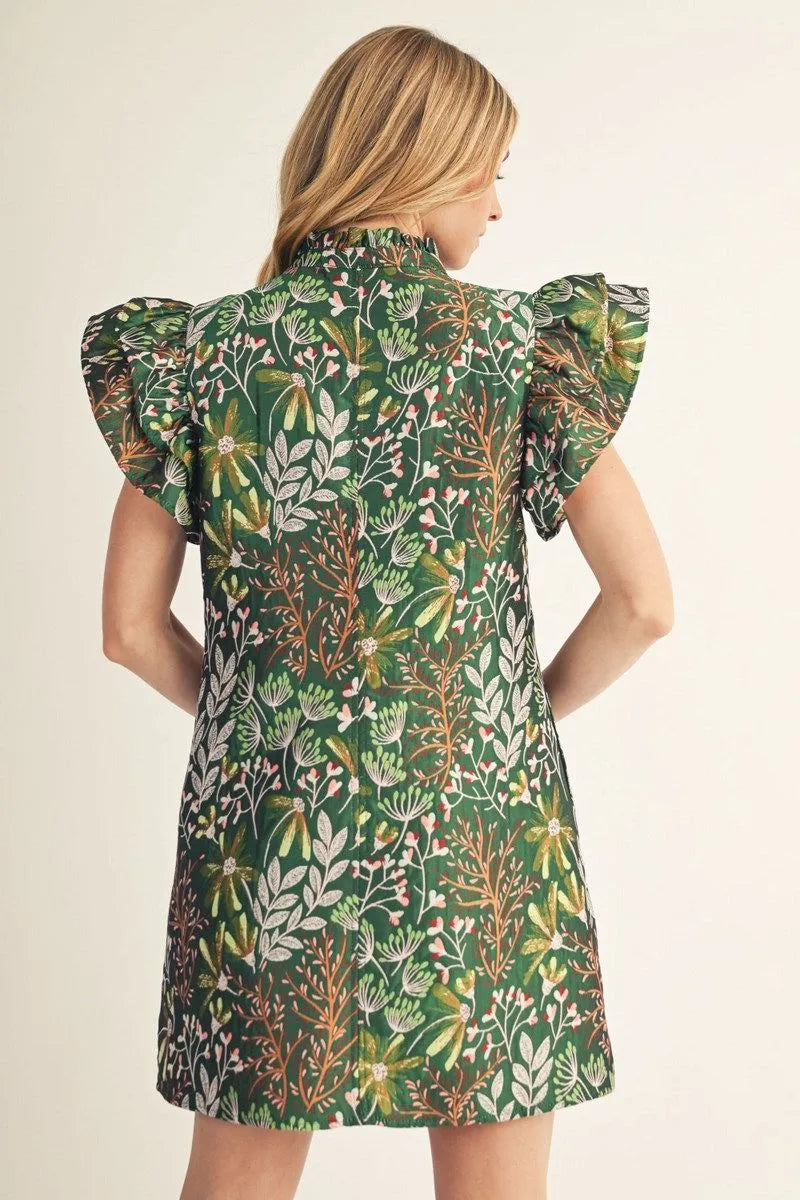 Just Gorgeous Green Jacquard Dress