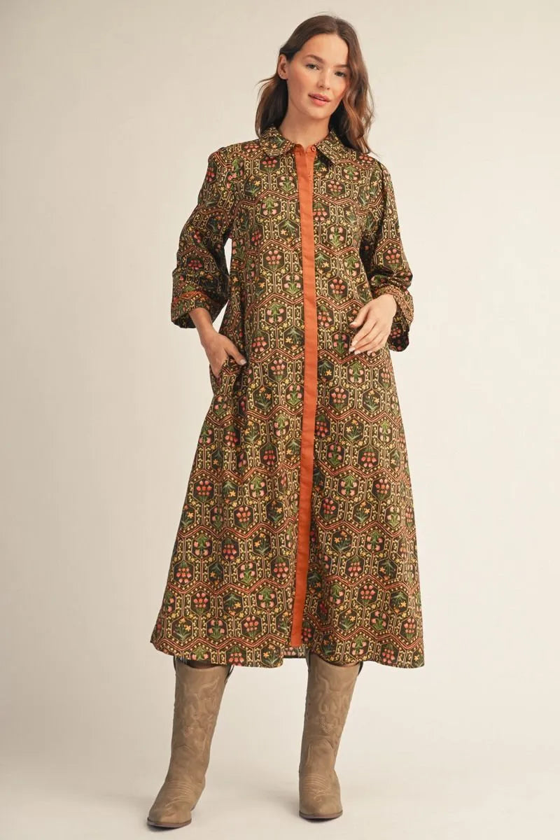 Toffee Floral Midi Dress
