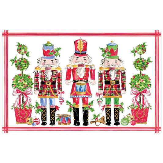 Nutcracker Ornaments Topiaries Red Chinoiserie Pots Placemat