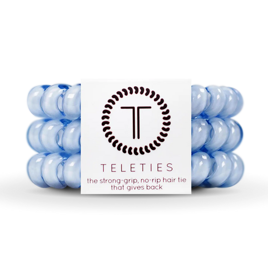 Set of 3 Large Washed Denim Teleties Hair Tie