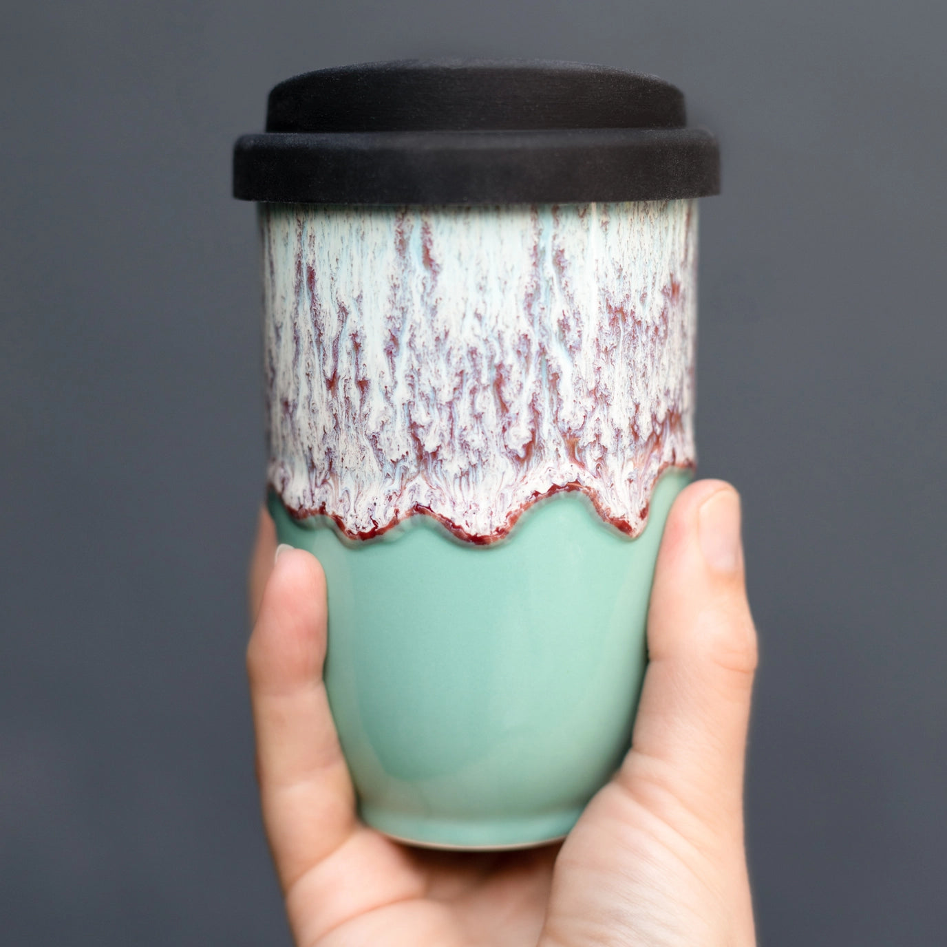 Teal Ceramic Travel Mug 12 oz