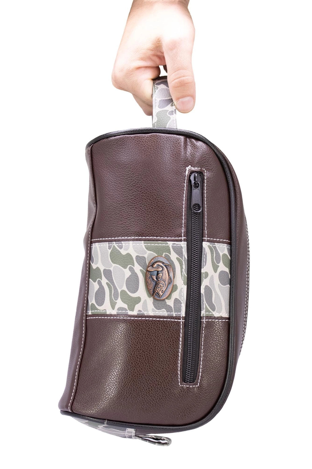 Men's Brown and Camo Bass Toiletry Bag