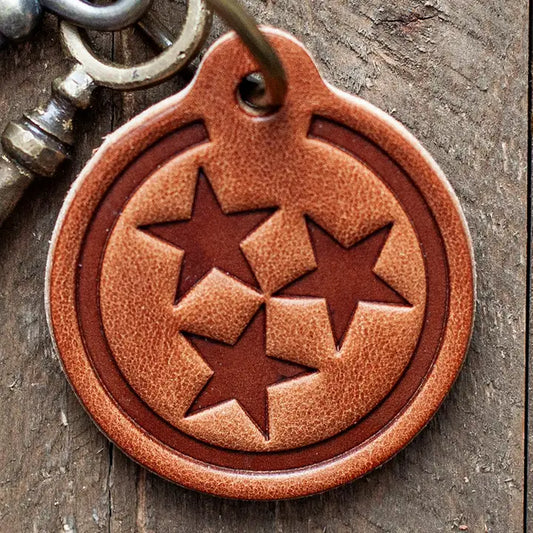 Tennessee Tristar Leather Keychain Circle