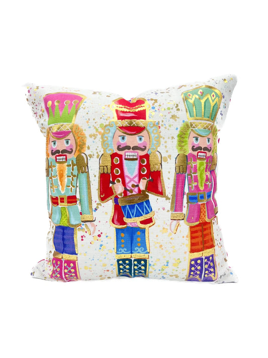 Colorful Golden Nutcrackers Pillow - Christmas Throw Pillow - Nutcracker