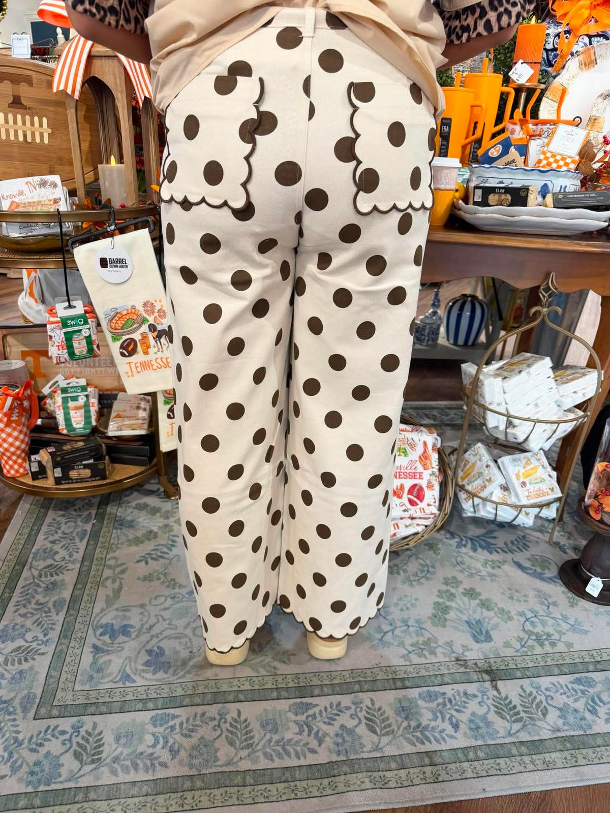Cream and Brown Polka Dot Pants