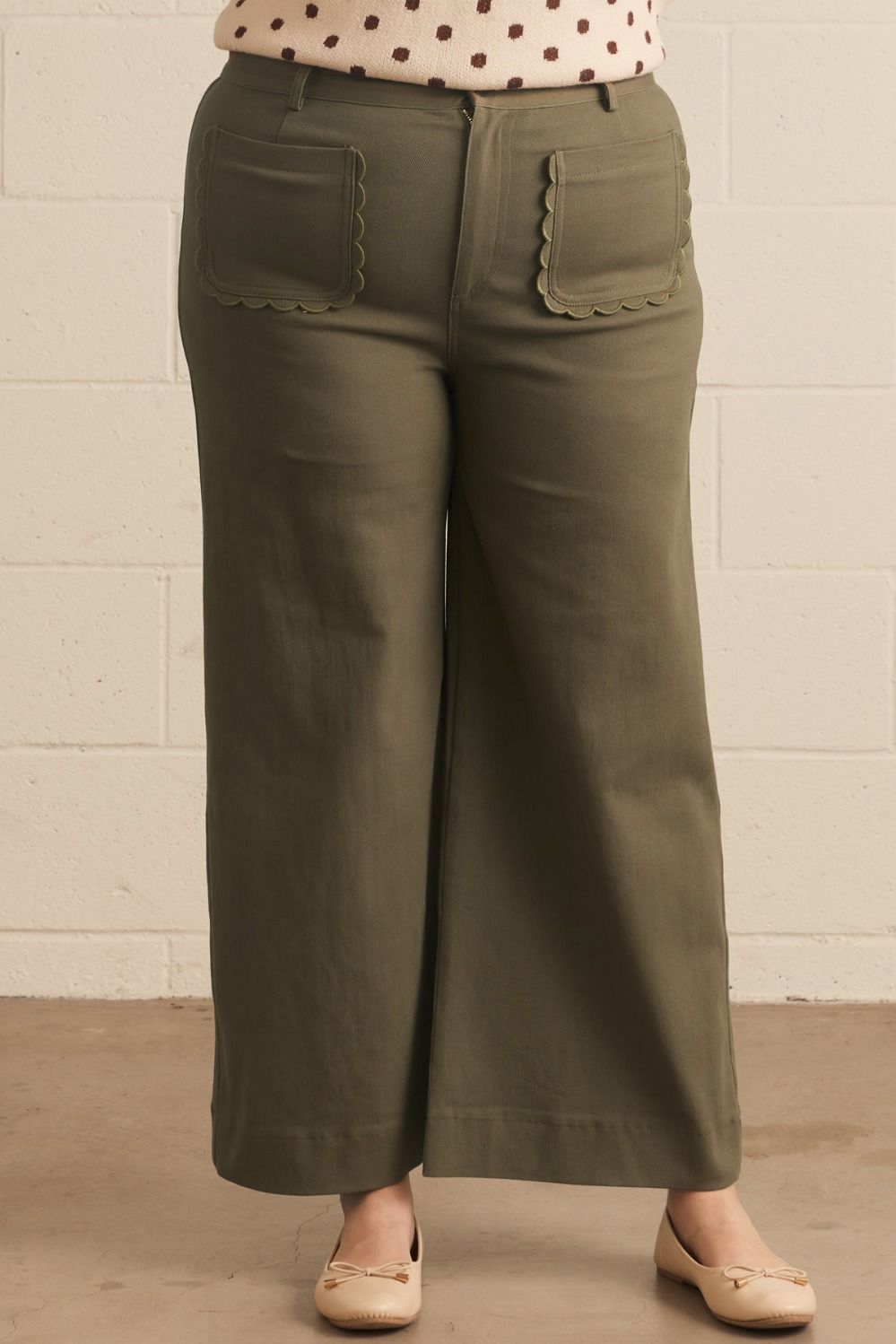 Olive Green Wide Leg Pants