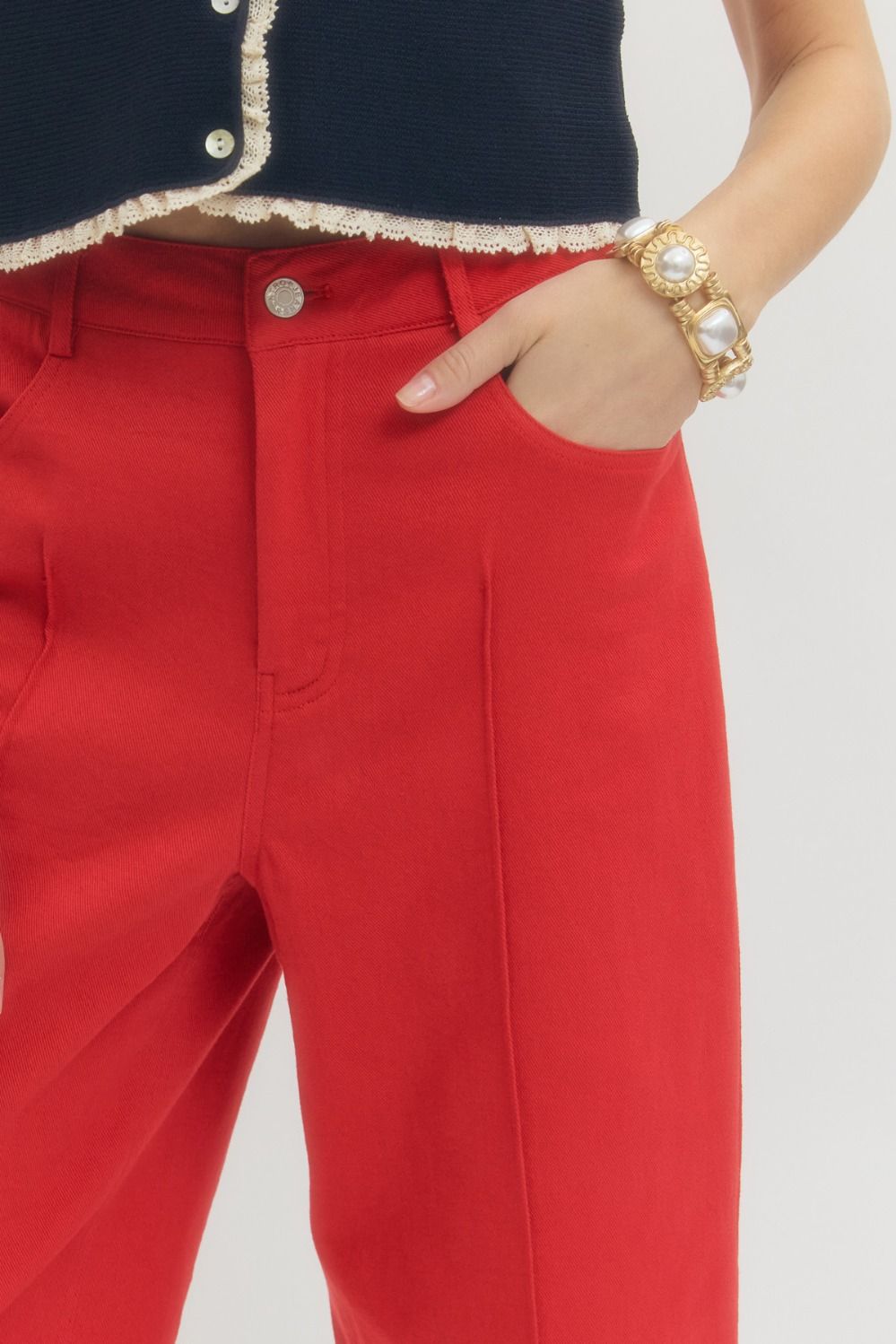 Red Wide Leg Pants
