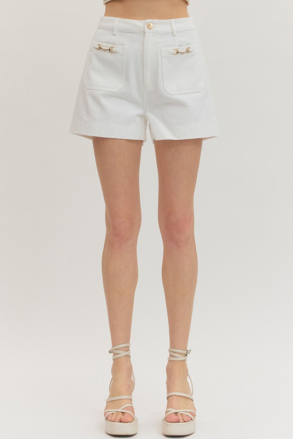 High Waisted Cream Shorts
