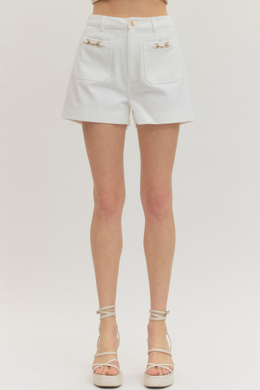 High Waisted Cream Shorts
