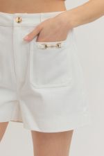 High Waisted Cream Shorts