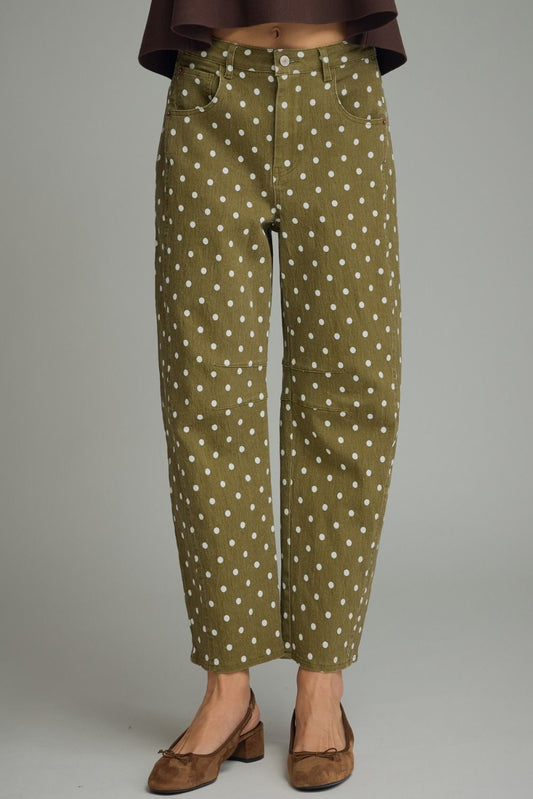 Olive Green Polka Dot Pants