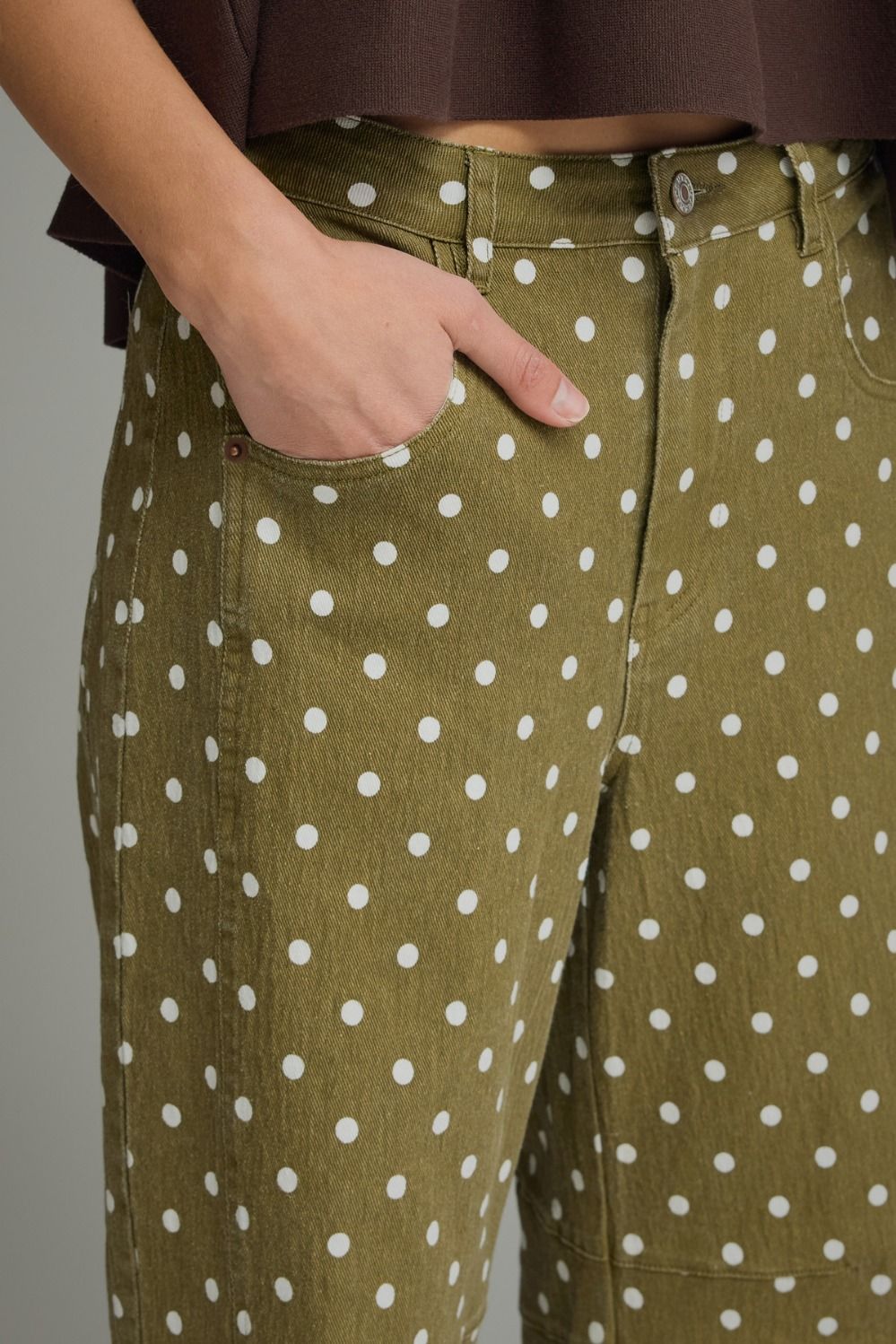 Olive Green Polka Dot Pants