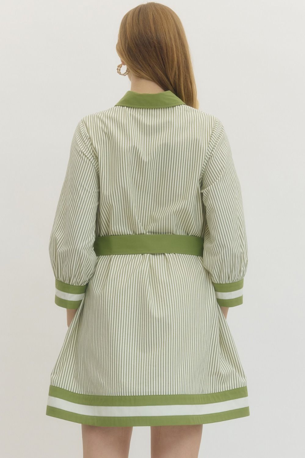 Green Stripe Contrast Mini Dress
