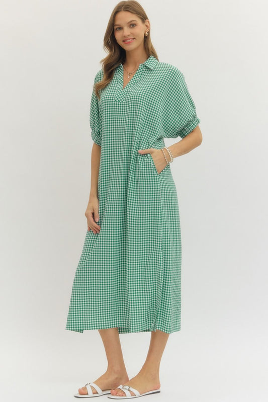 Gingham Green Dress