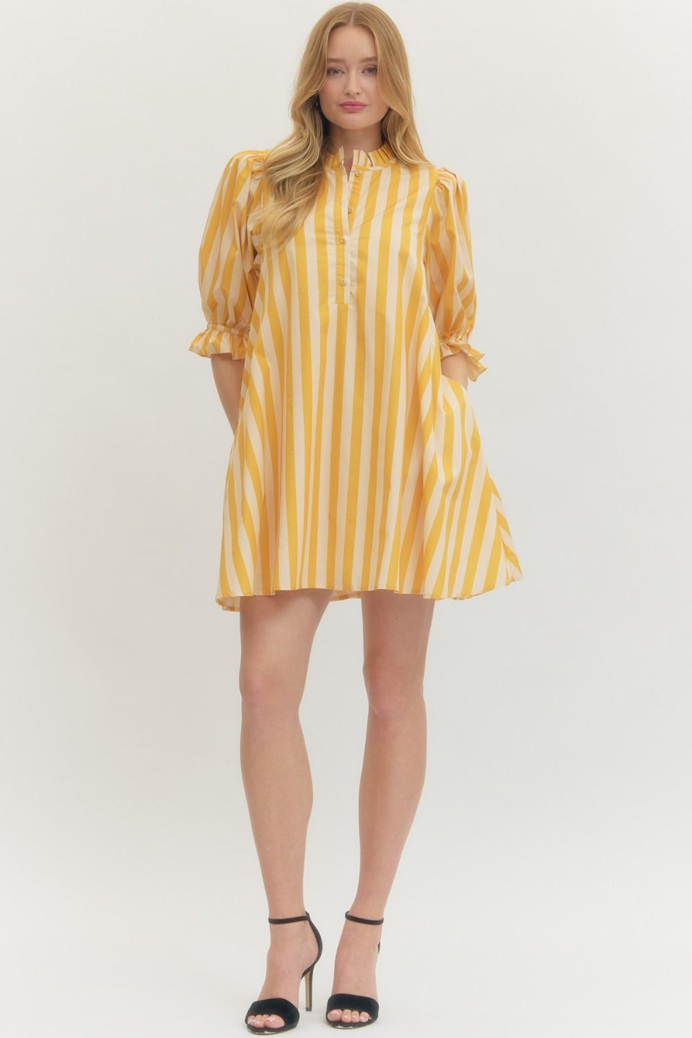 Beautiful Stripes Dress Golden Yellow