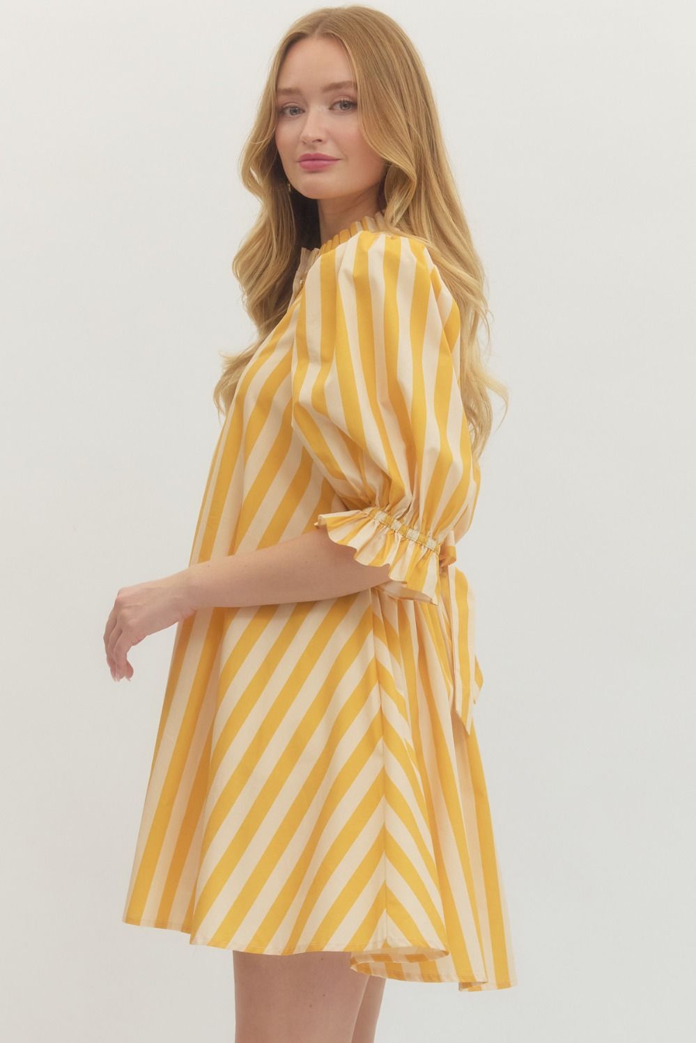 Beautiful Stripes Dress Golden Yellow