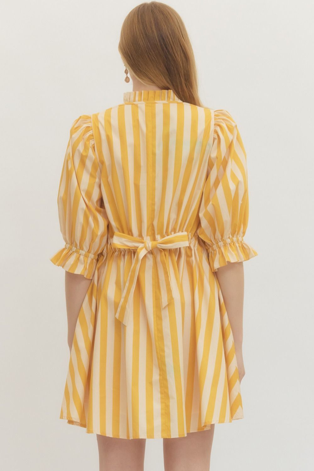 Beautiful Stripes Dress Golden Yellow