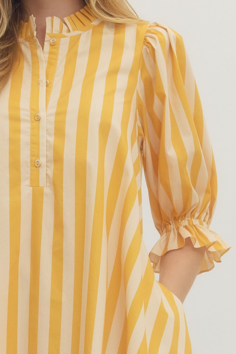 Beautiful Stripes Dress Golden Yellow
