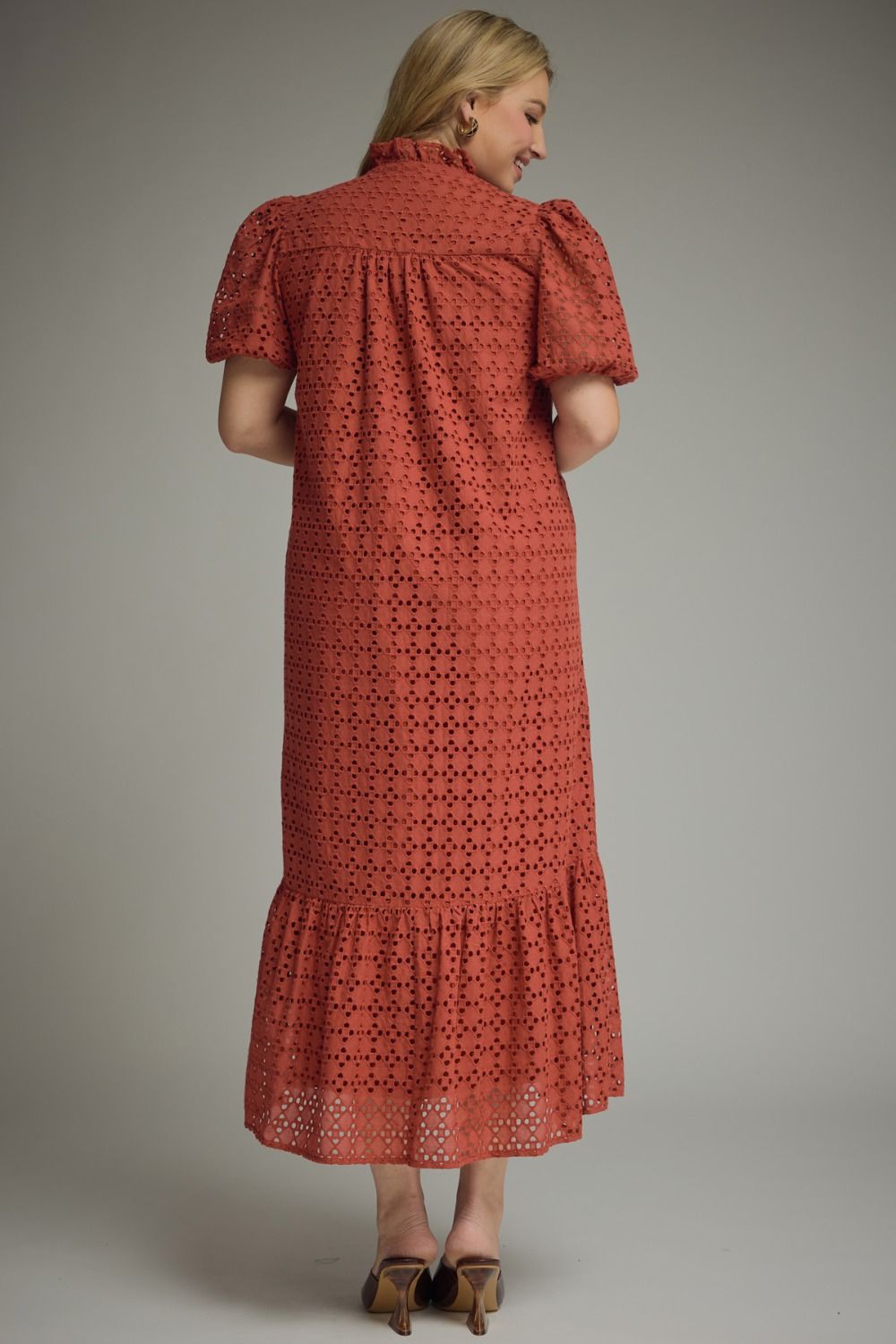 Eyelet  Rust Midi Dress