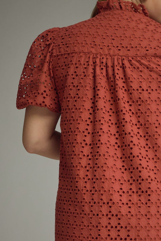 Eyelet  Rust Midi Dress