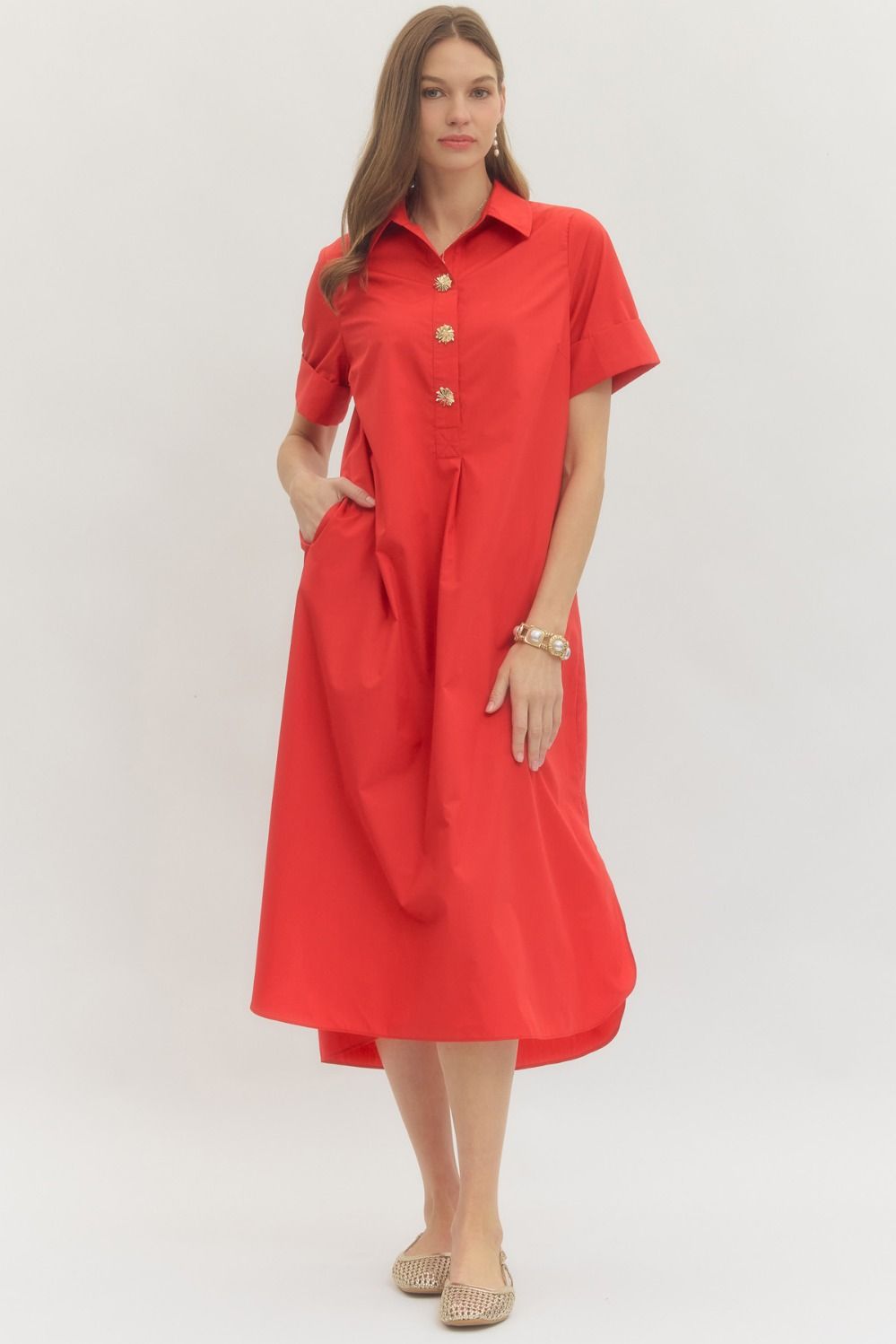 Kiss Me Red Midi Dress