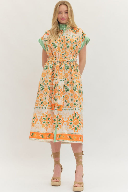 Orange Blossom Midi Dress