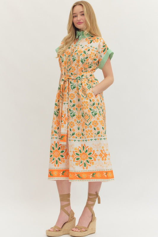 Orange Blossom Midi Dress