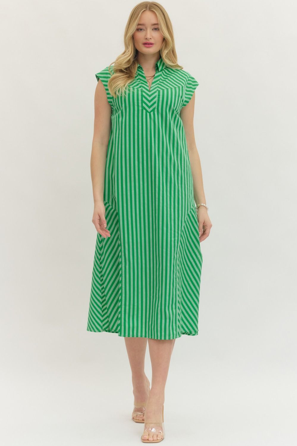 Green Stripe Midi Dress