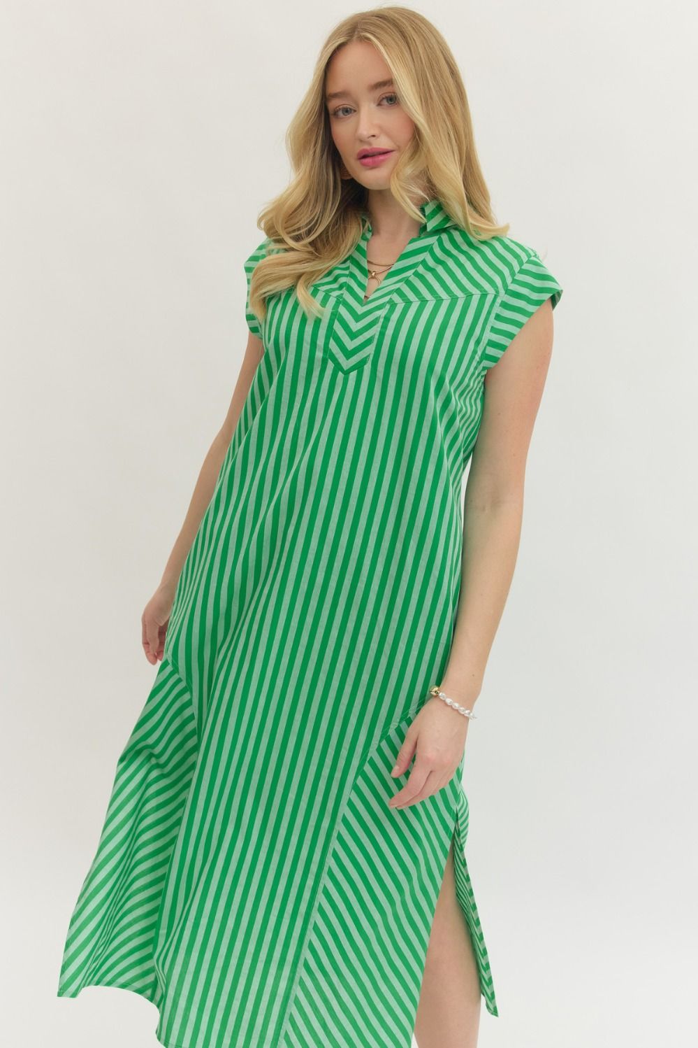 Green Stripe Midi Dress