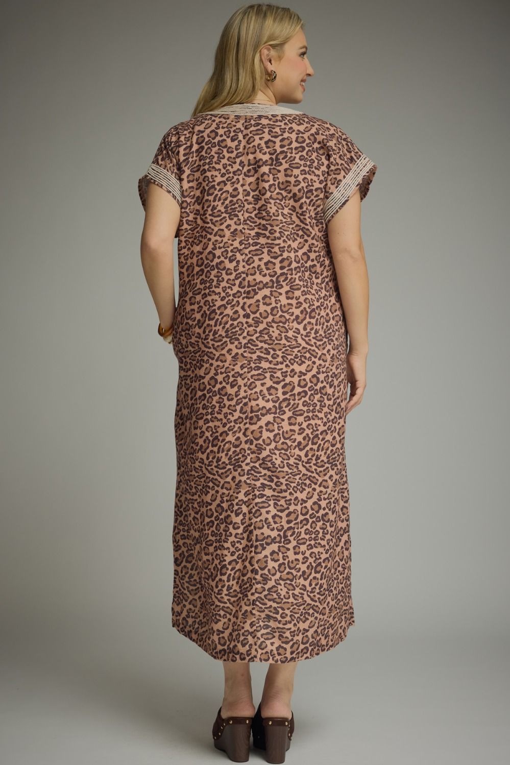 Leopard Midi Dress with Ecru Applque