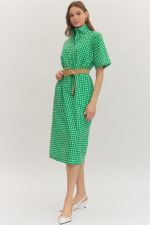 Green Check Midi Dress
