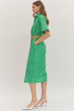 Green Check Midi Dress