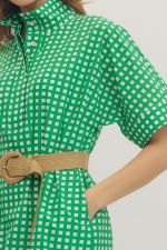 Green Check Midi Dress