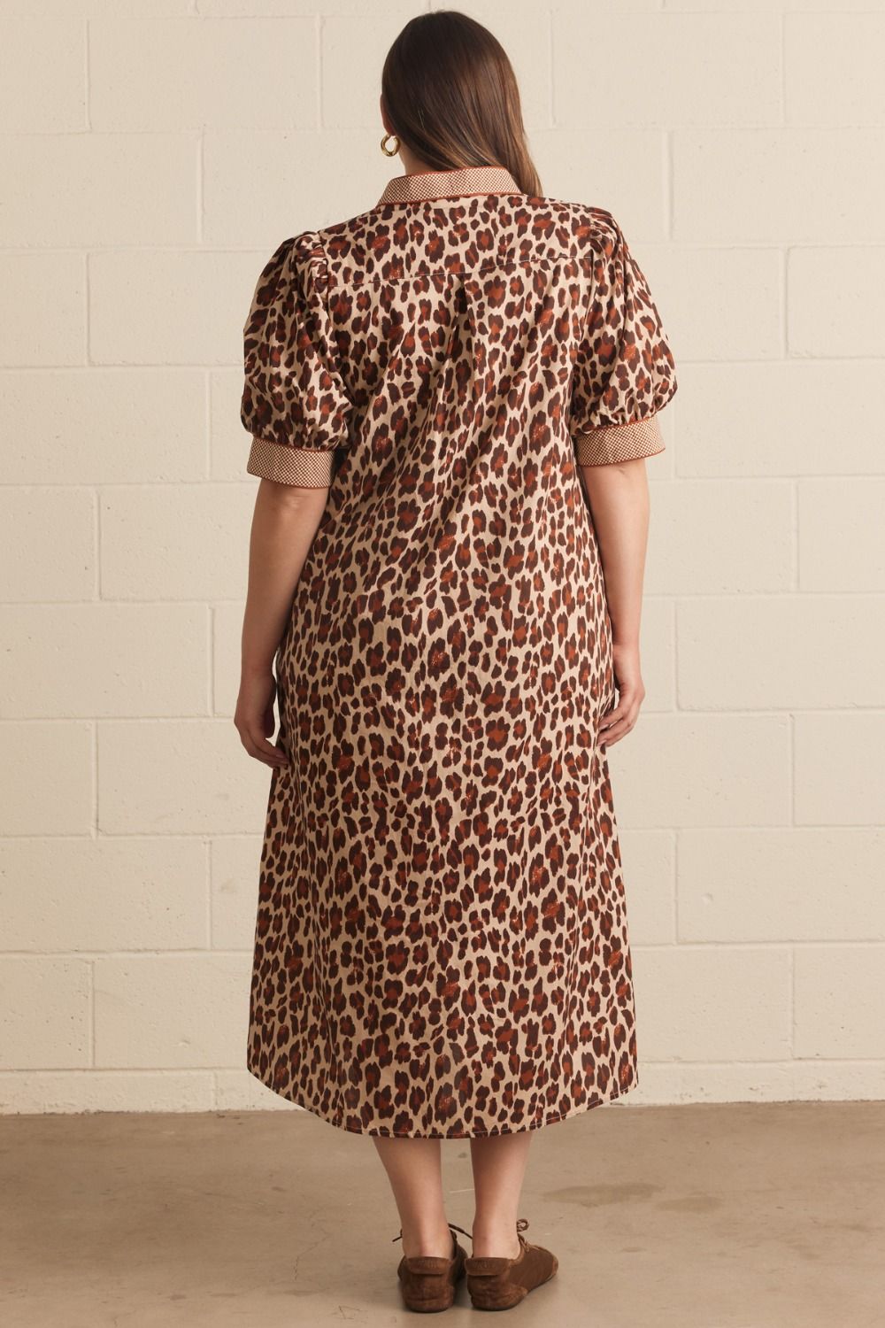 Cream Leopard Midi Dress