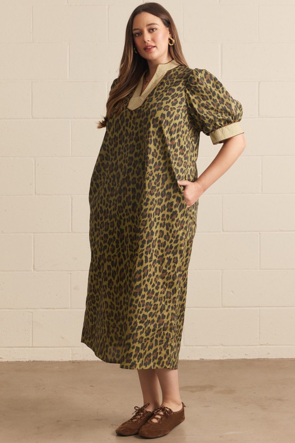 Olive Leopard Midi Dress