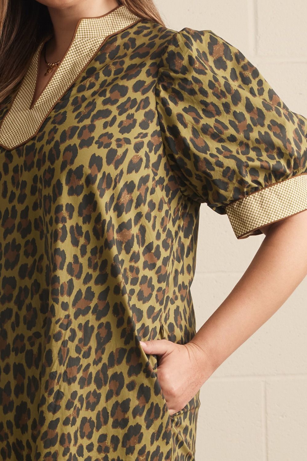 Olive Leopard Midi Dress