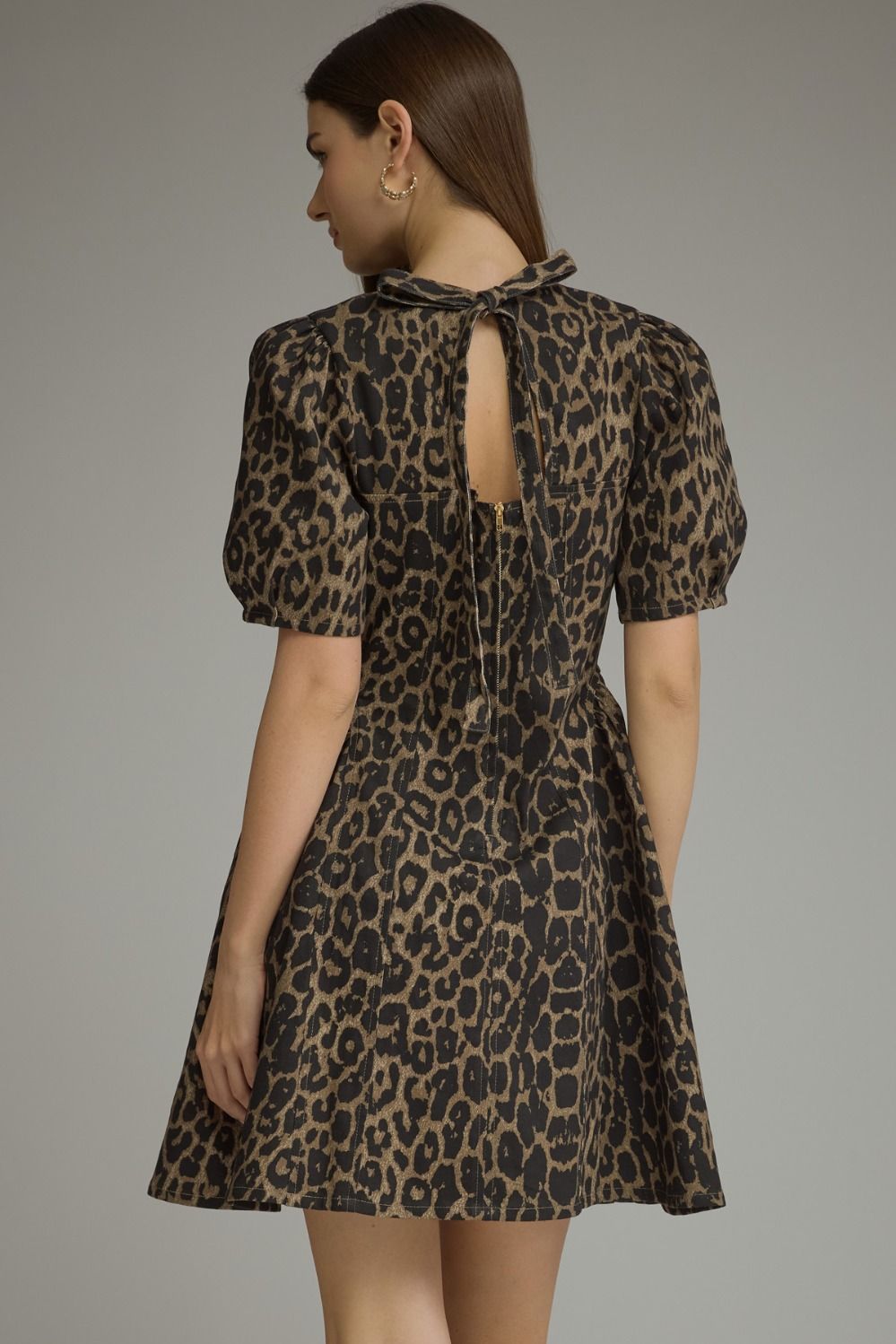 Leopard Puff Sleeve Mini Dress