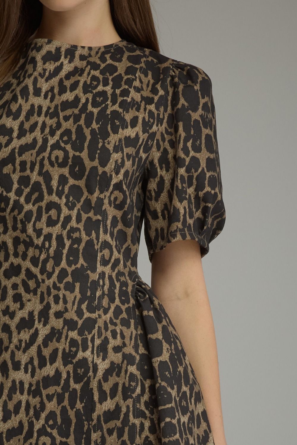 Leopard Puff Sleeve Mini Dress