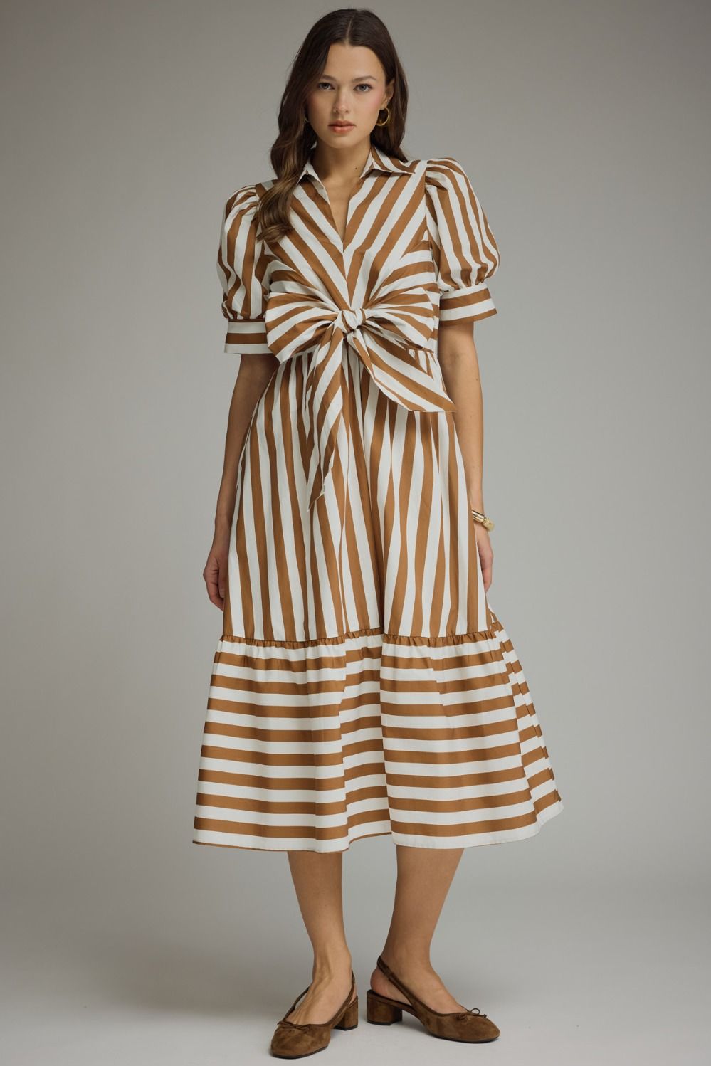 Mocha Bow Midi Dress