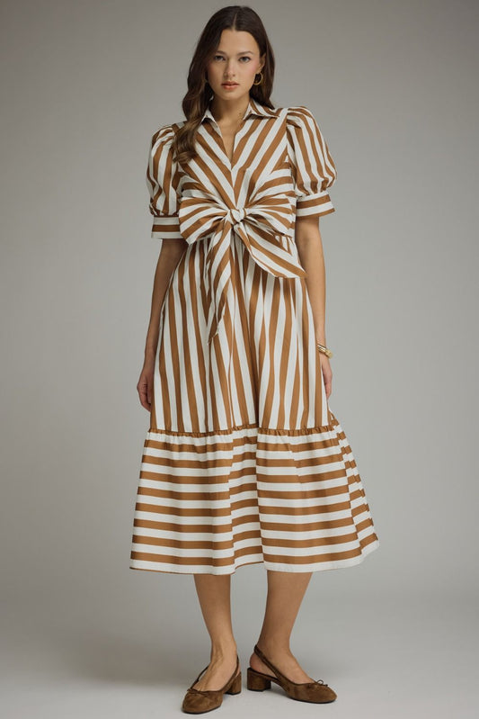 Mocha Bow Midi Dress