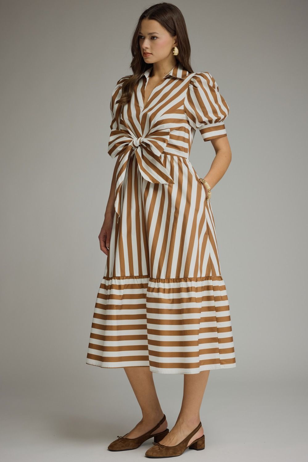 Mocha Bow Midi Dress
