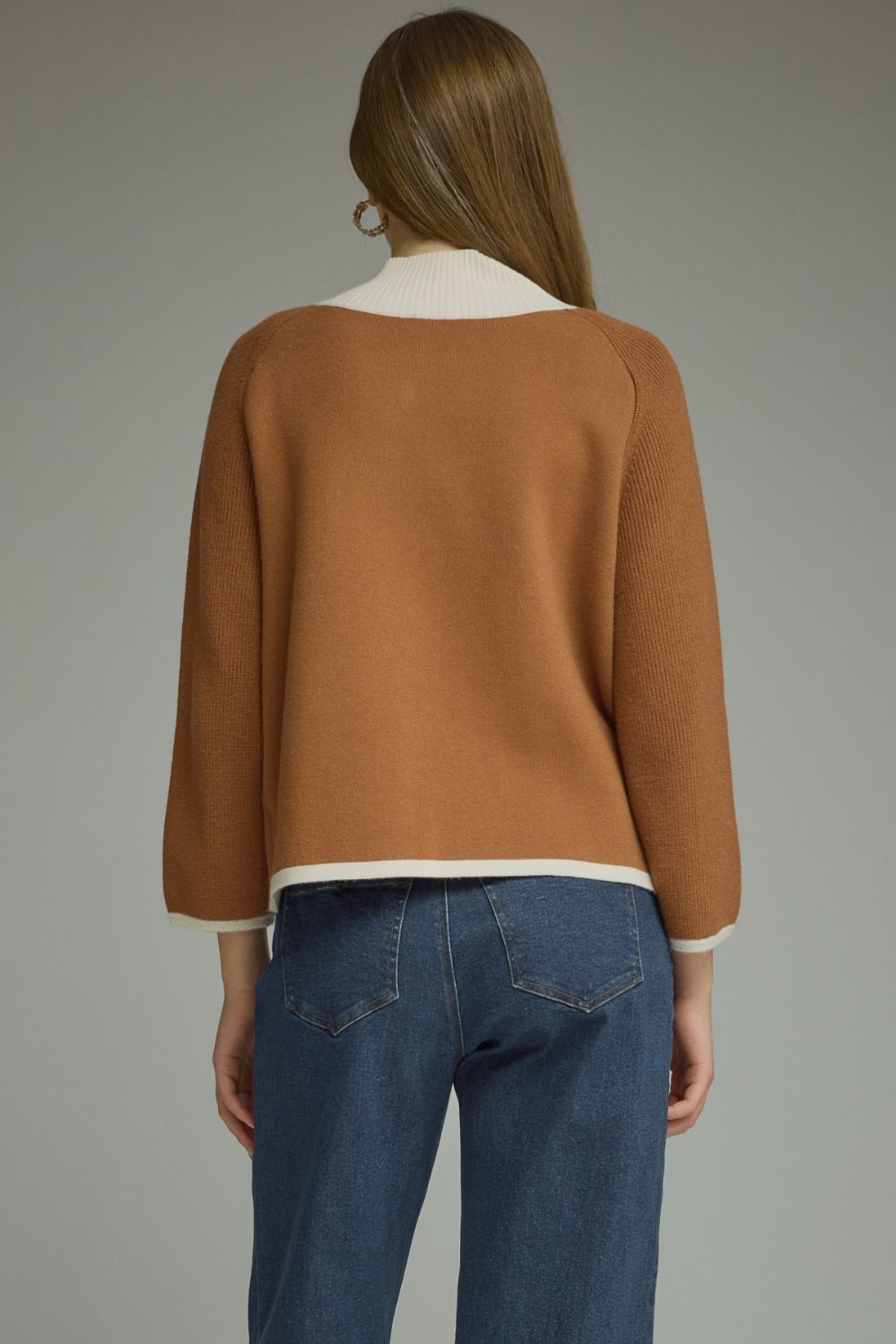 Brown Long Sleeve Knit Jacket