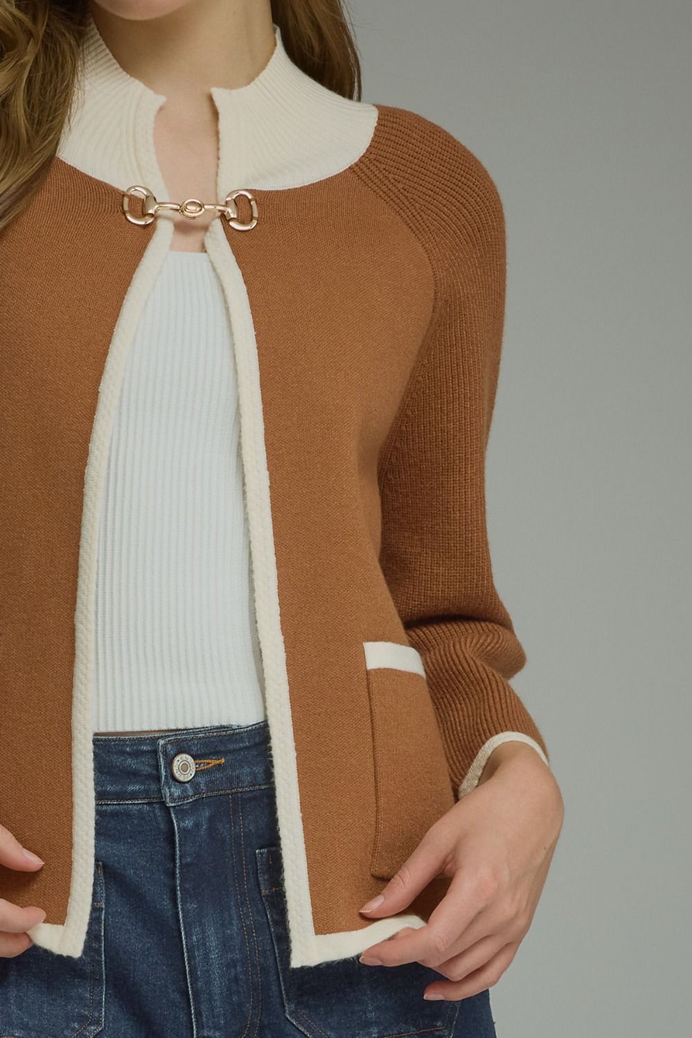 Brown Long Sleeve Knit Jacket