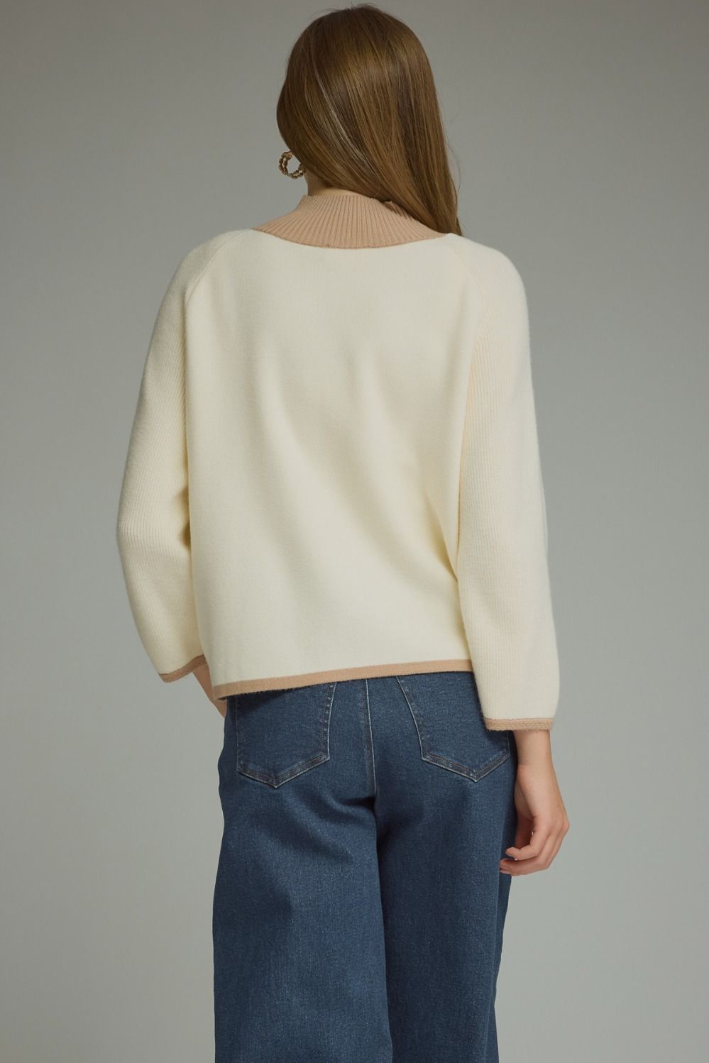 Cream Long Sleeve Knit Jacket